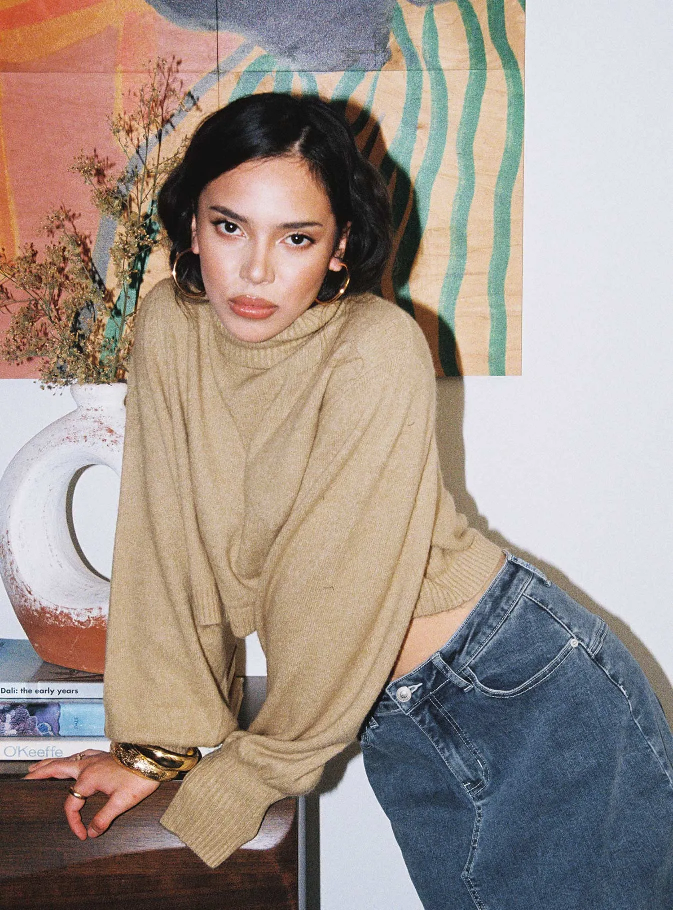 Zahara Cropped Turtleneck Sweater Beige Petite sold by Princess Polly product image thumbnail 3