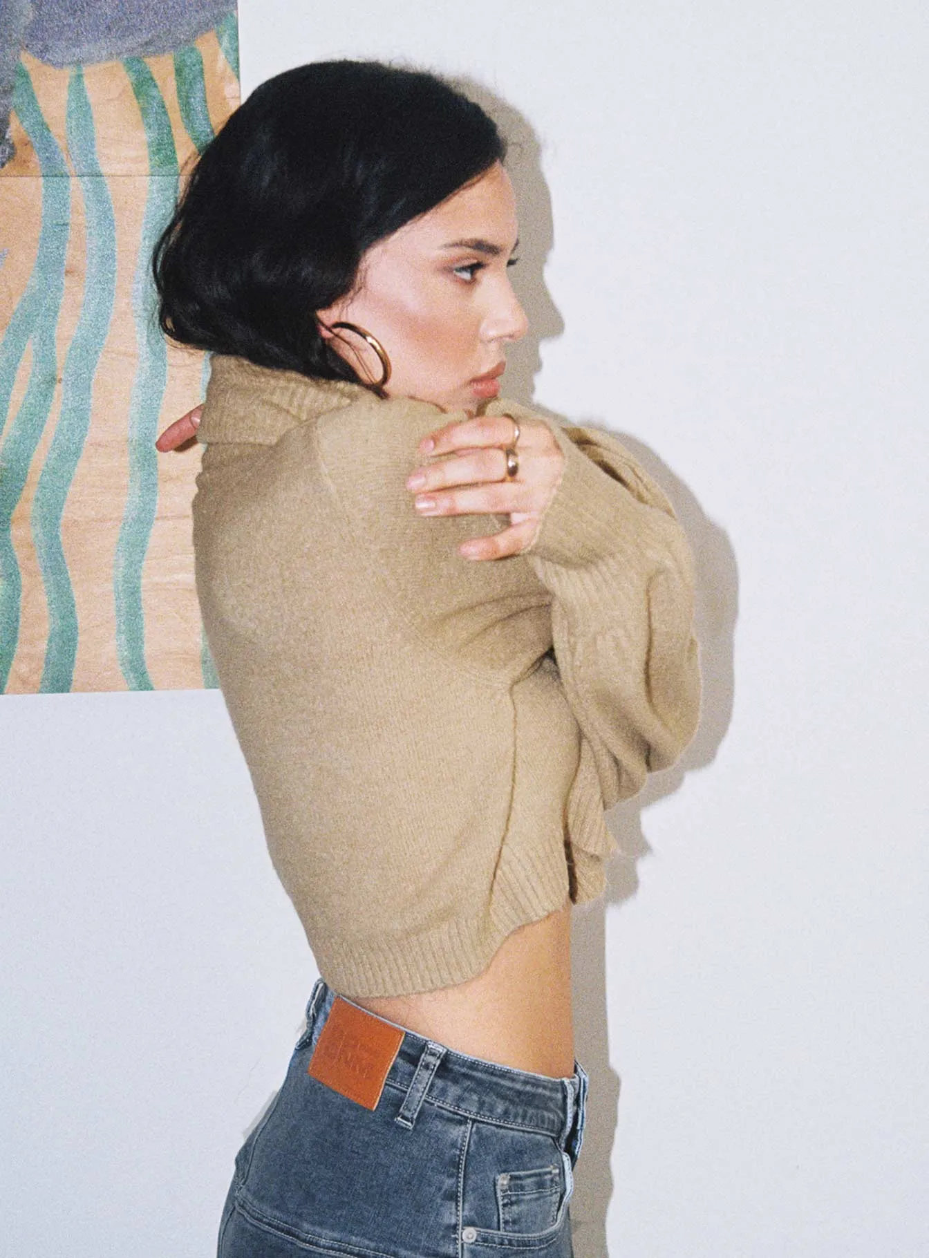 Zahara Cropped Turtleneck Sweater Beige Petite sold by Princess Polly product image thumbnail 4