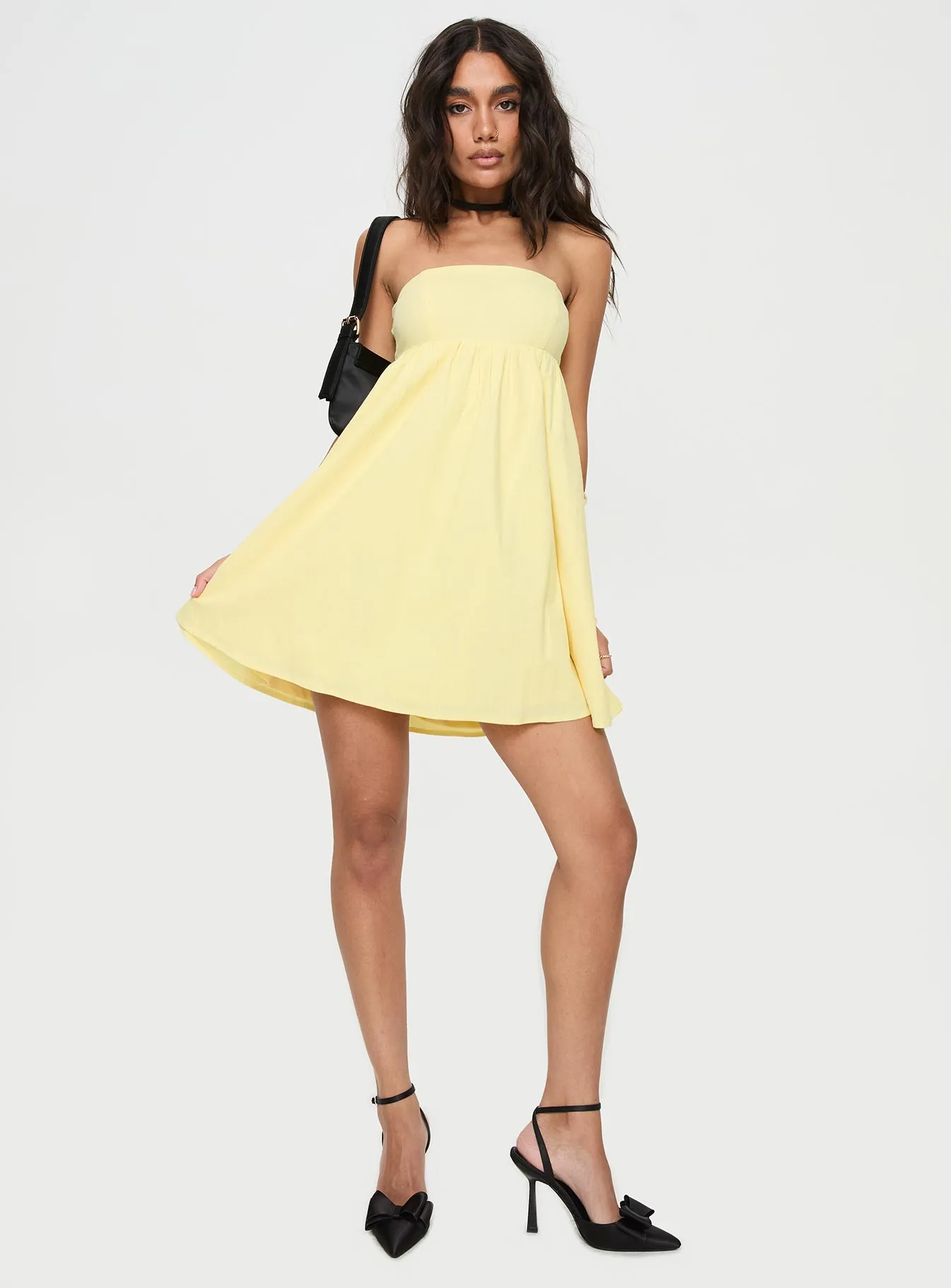 Osment Strapless Mini Dress Lemon sold by Princess Polly product image thumbnail 3