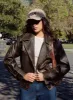 Nicolie Faux Leather Jacket Vintage Washed Brown sold by Princess Polly