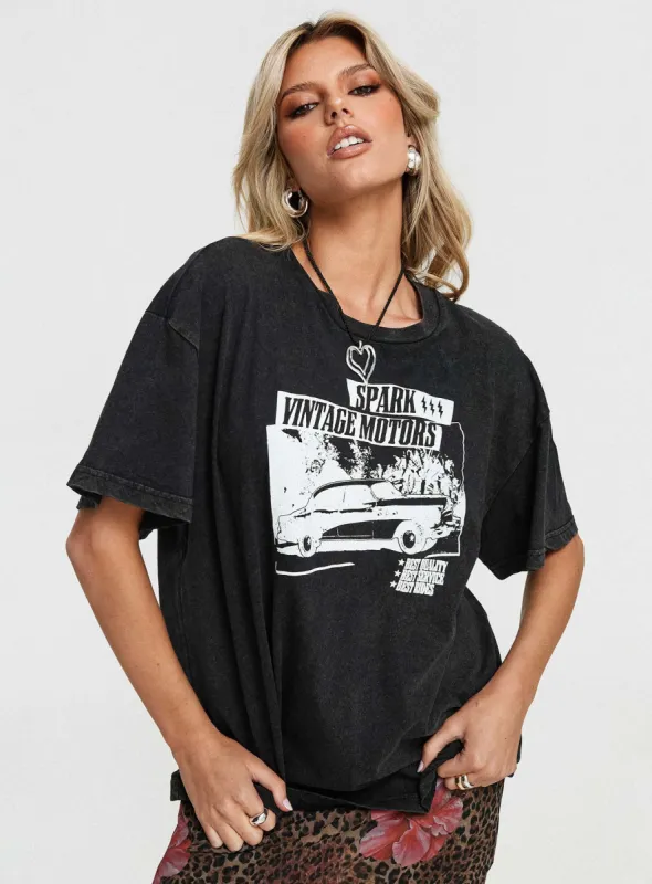 Electric Vintage Oversized Tee Black sold by Princess Polly