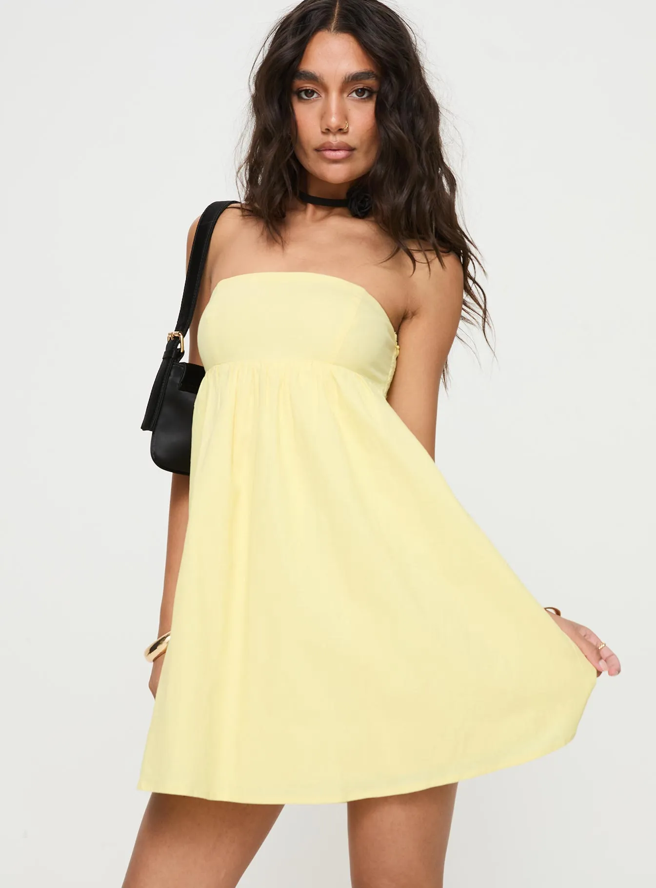 Osment Strapless Mini Dress Lemon sold by Princess Polly product image thumbnail 2