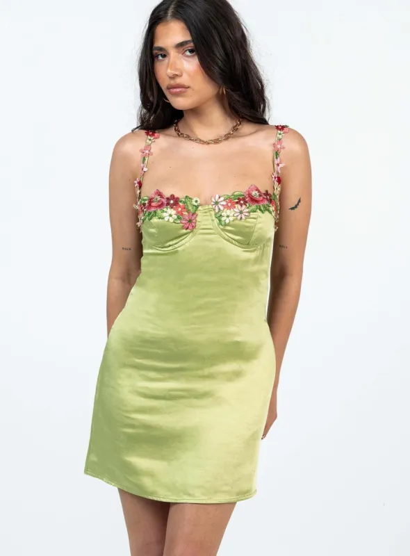 slim fit dress slacks Mayzie Mini Dress Green main image 0