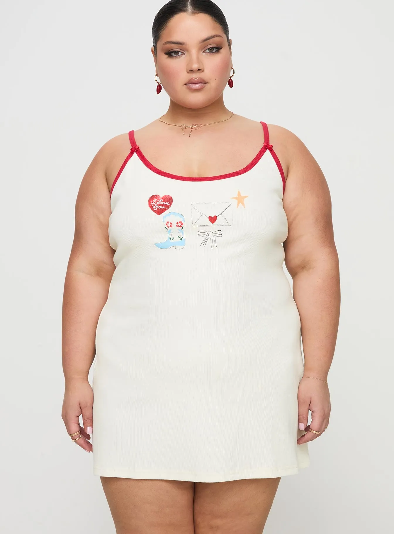 Letters Of Love Rib Sleep Mini Dress Multi Curve sold by Princess Polly product image thumbnail 2