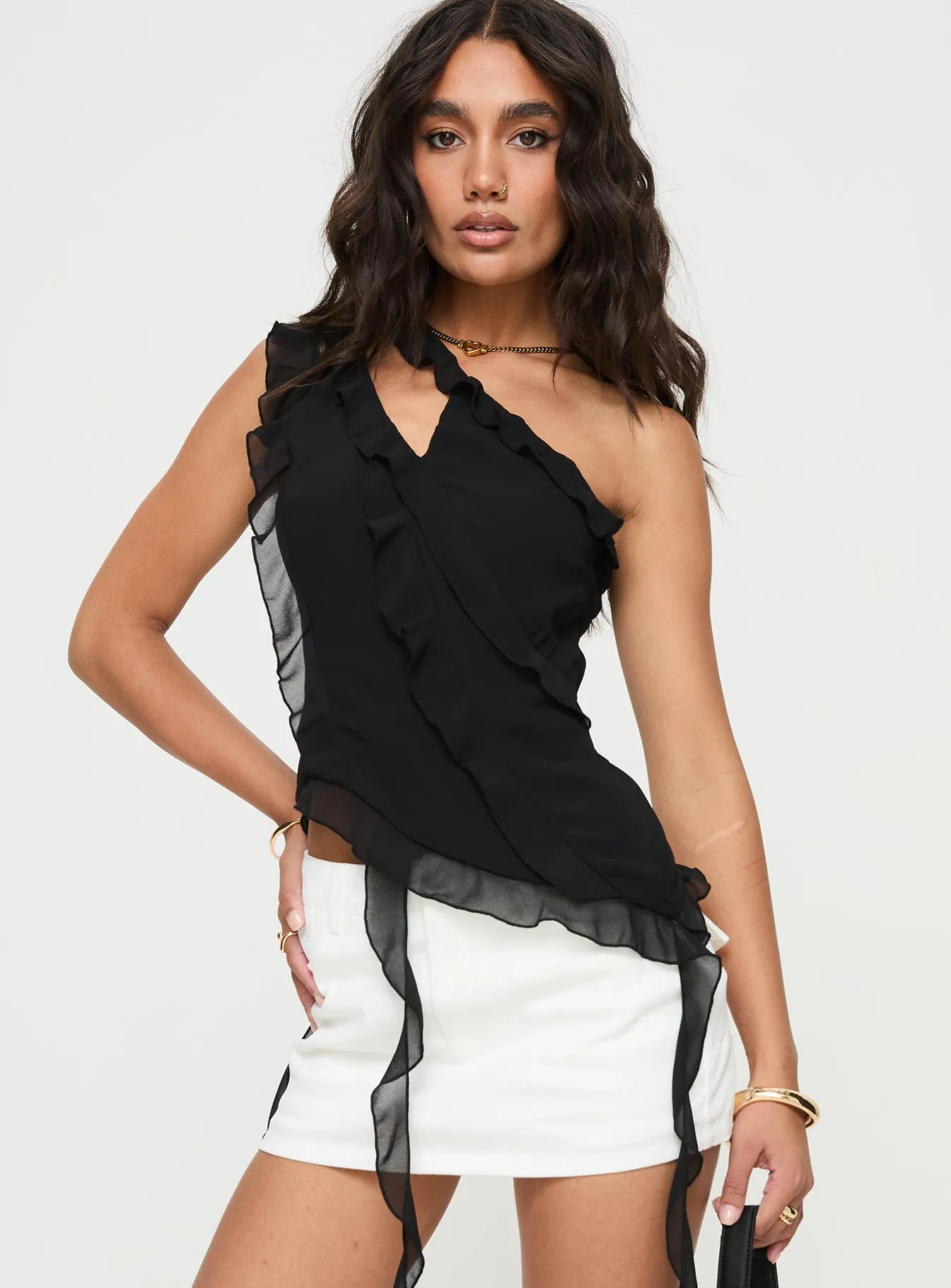 Timmie One Shoulder Top Black sold by Princess Polly product image thumbnail 2