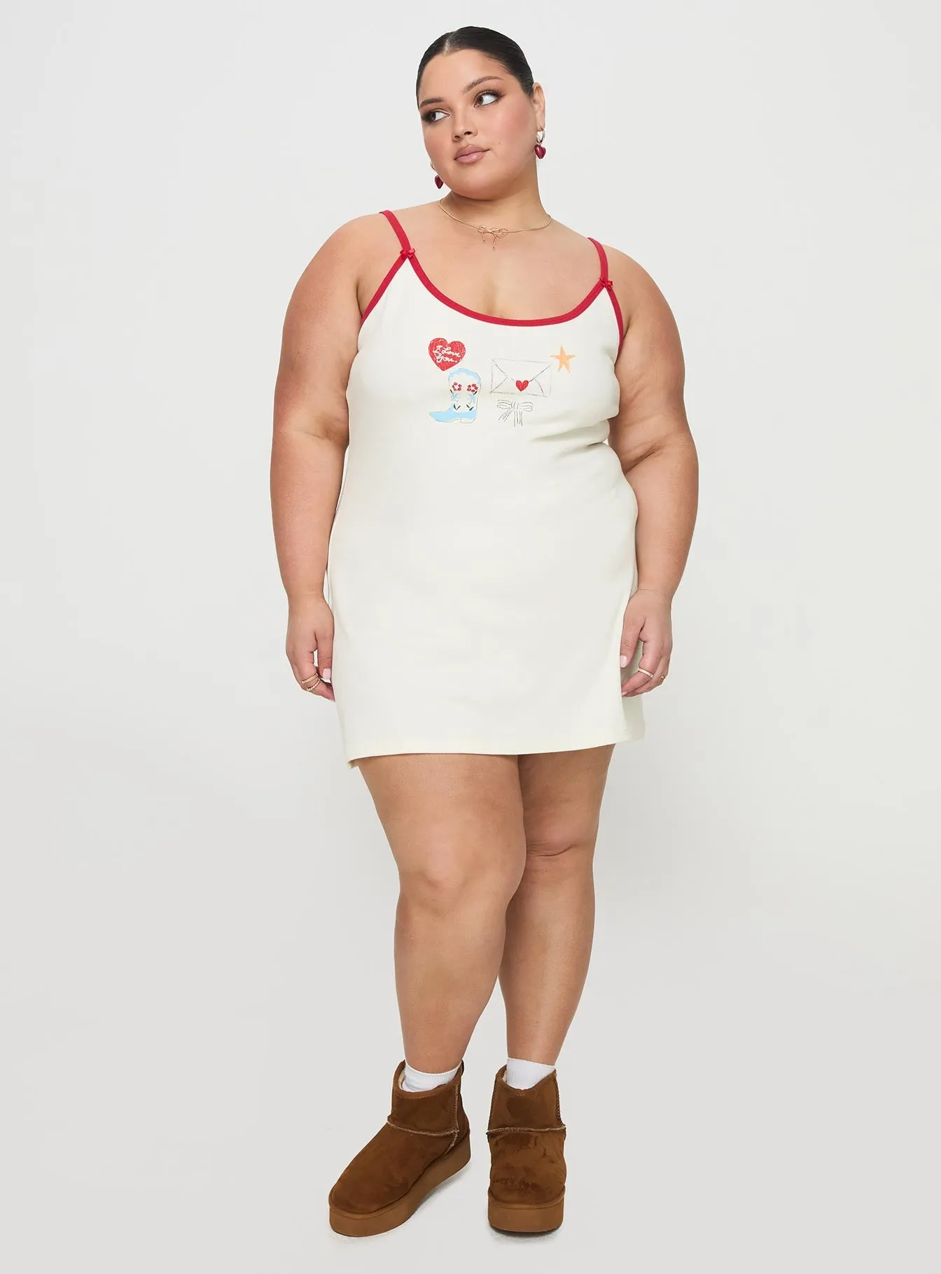 Letters Of Love Rib Sleep Mini Dress Multi Curve sold by Princess Polly product image thumbnail 3