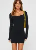 Rehna Long Sleeve Mini Dress Black sold by Princess Polly