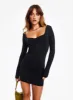 Rehna Long Sleeve Mini Dress Black sold by Princess Polly