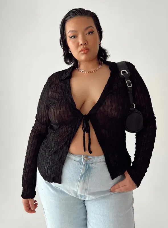 Marcos Long Sleeve Top Black Curve sold by Princess Polly