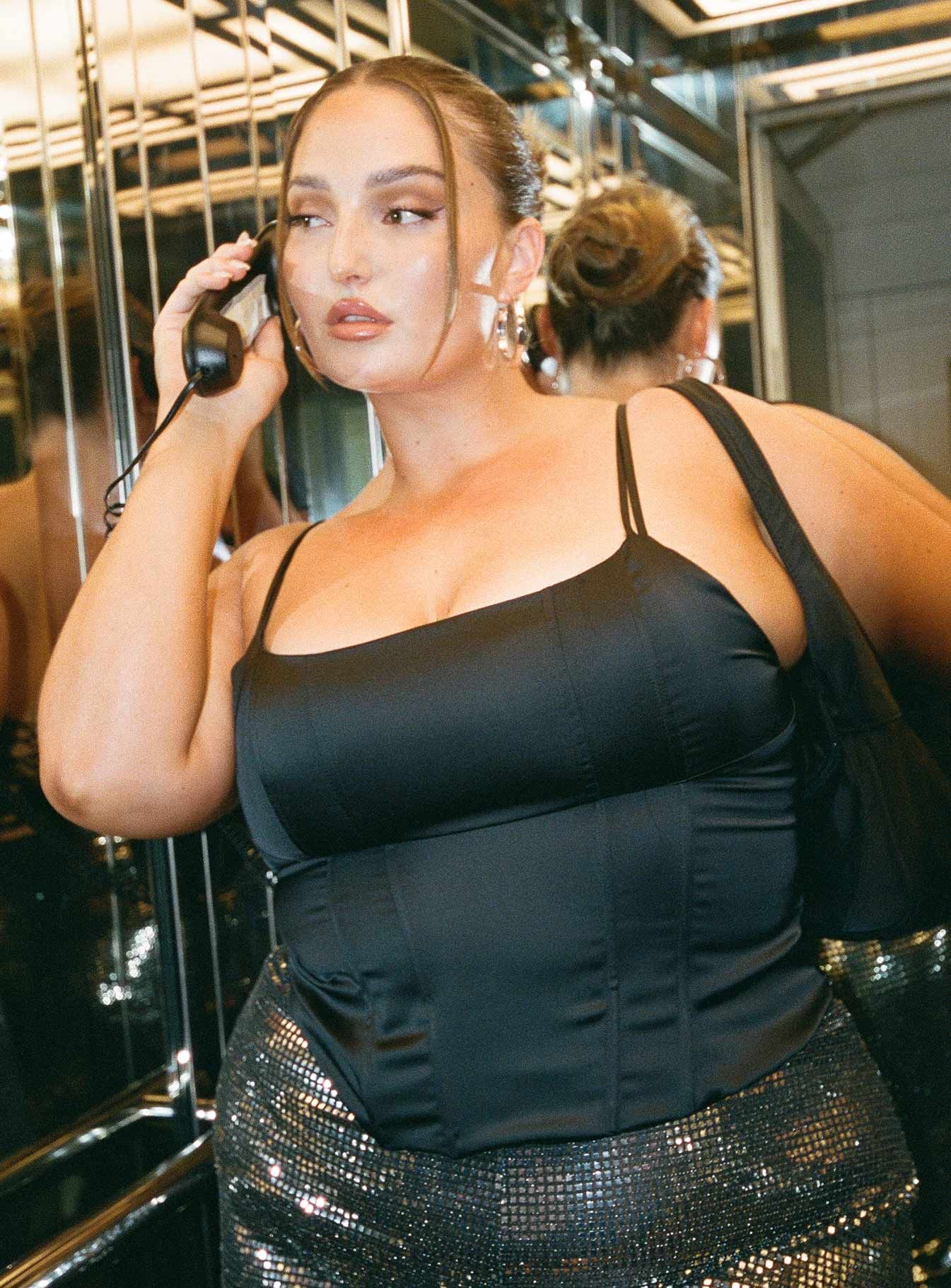 Zora Satin Corset Top Black Curve sold by Princess Polly product image thumbnail 3