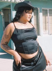 Zora Satin Corset Top Black Curve sold by Princess Polly