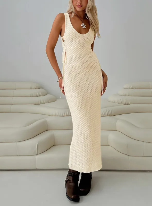 Cosmoth Maxi Dress Cream sold by Princess Polly