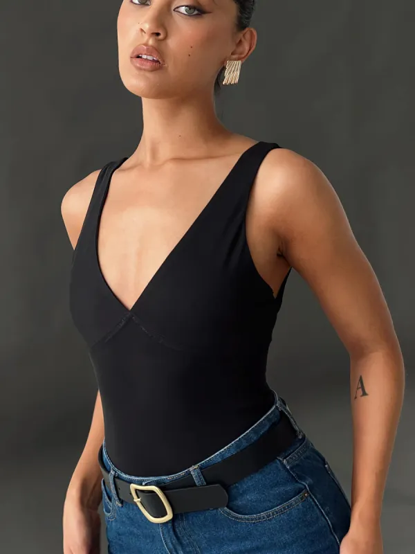Nellie Bodysuit Black sold by Princess Polly