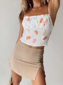 Avril Mini Skirt Beige sold by Princess Polly