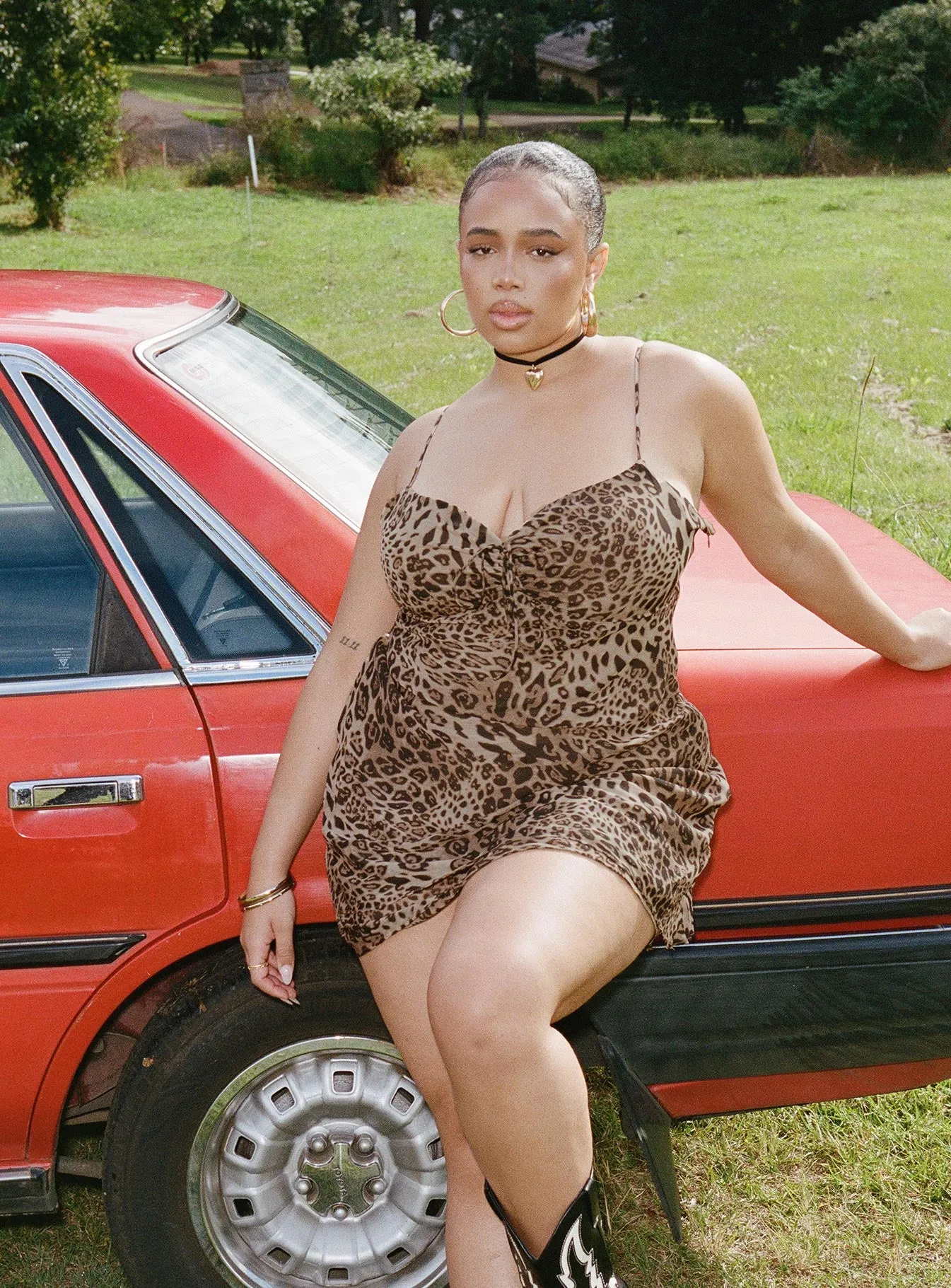 Linnard Mini Dress Leopard Curve sold by Princess Polly