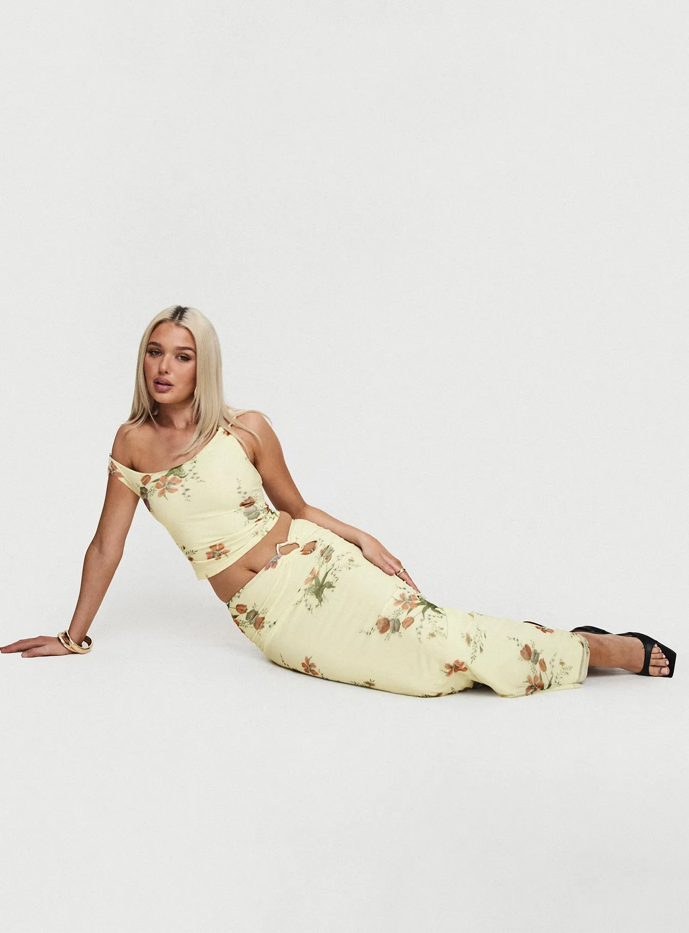 Rios Maxi Skirt Cream sold by Princess Polly