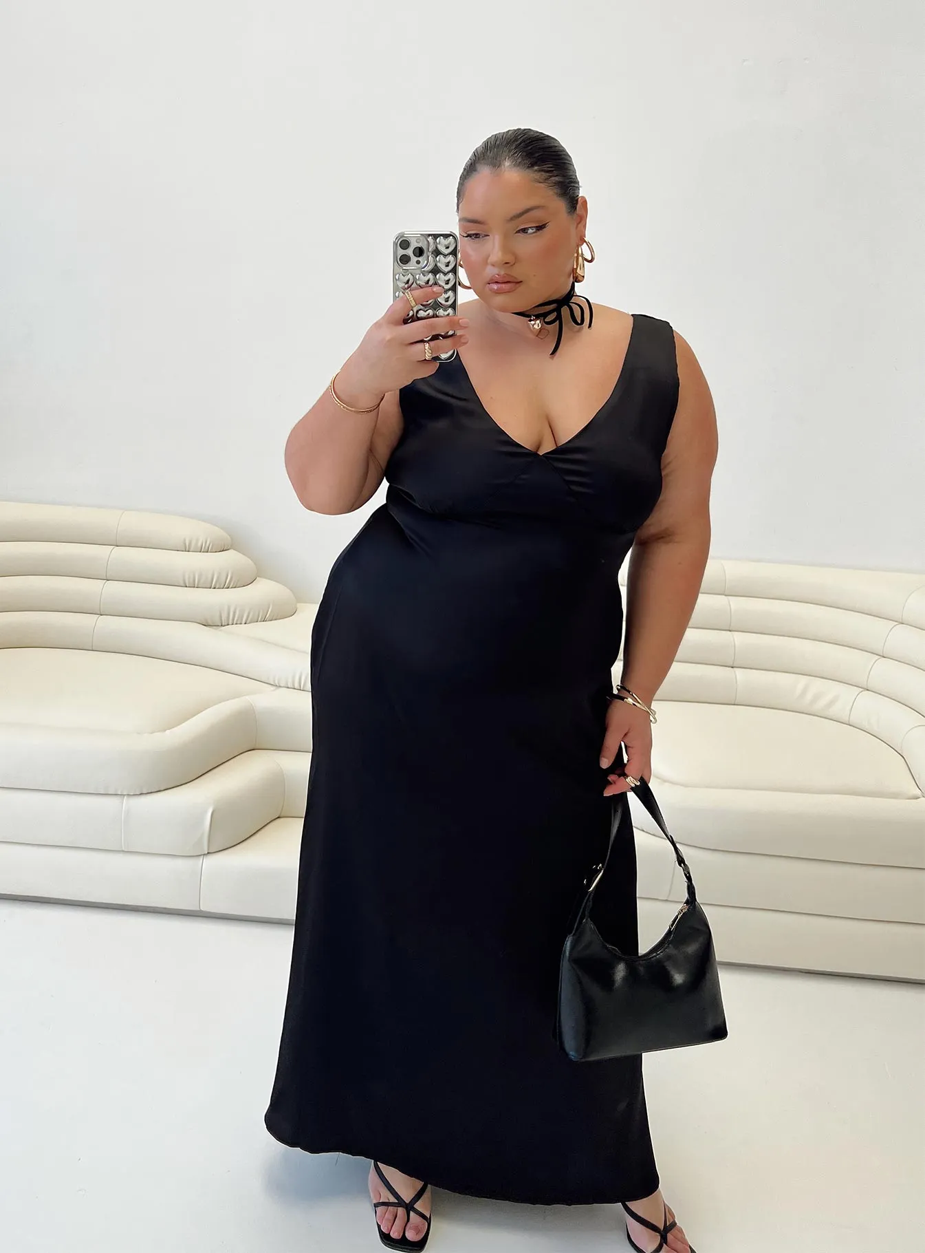 Lynsey Midi Dress Black Curve sold by Princess Polly