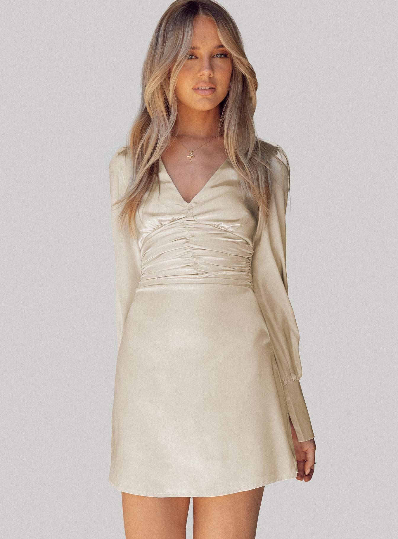 Deliah Mini Dress Champagne sold by Princess Polly product image thumbnail 2