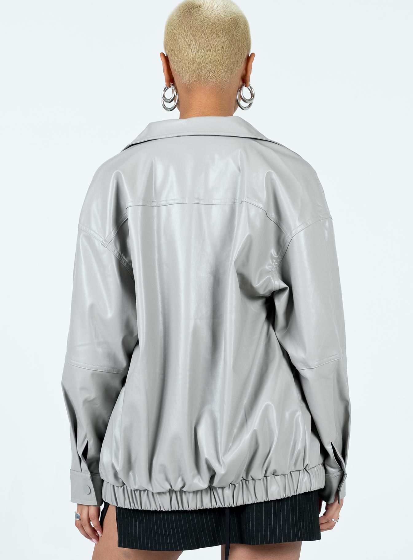 Braelynn Faux Leather Bomber Jacket Grey sold by Princess Polly product image thumbnail 5