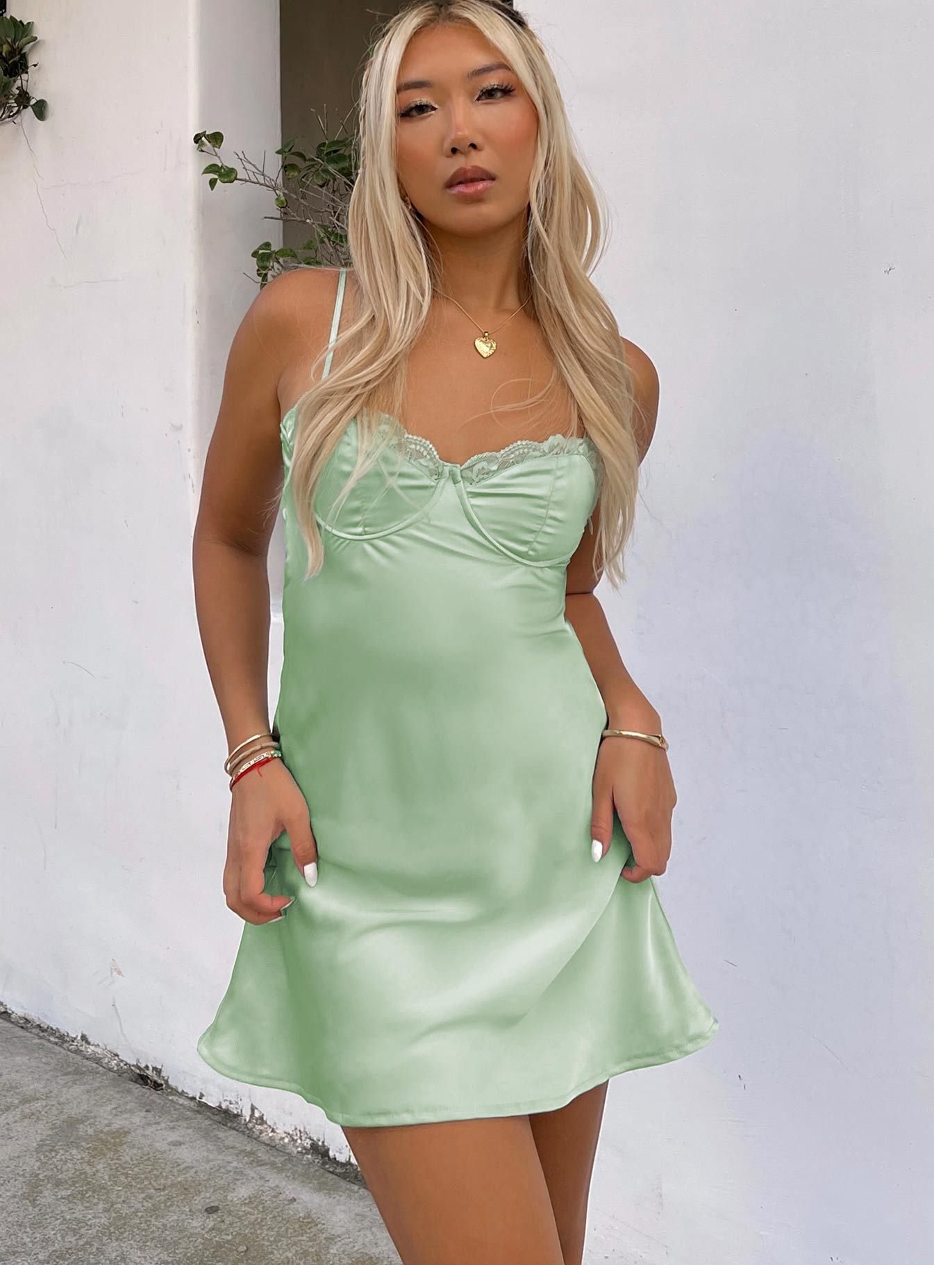 Moniz Mini Dress Sage sold by Princess Polly