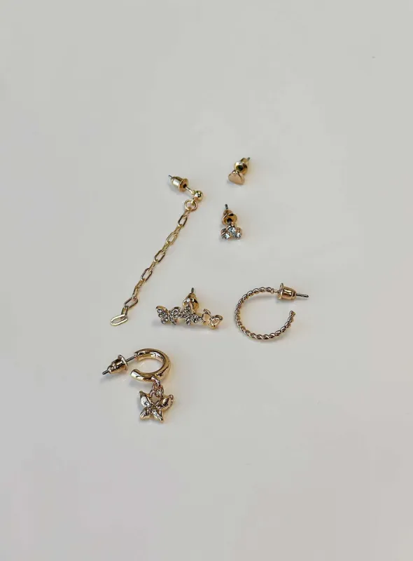 Arriane Earring Pack Gold sold by Princess Polly