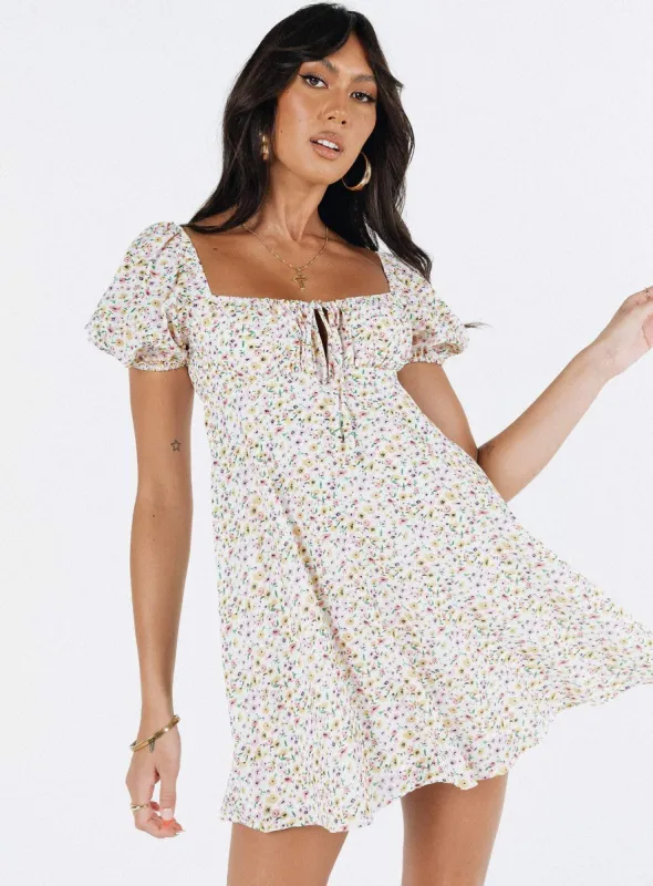 Sudarso Mini Dress Yellow Floral sold by Princess Polly
