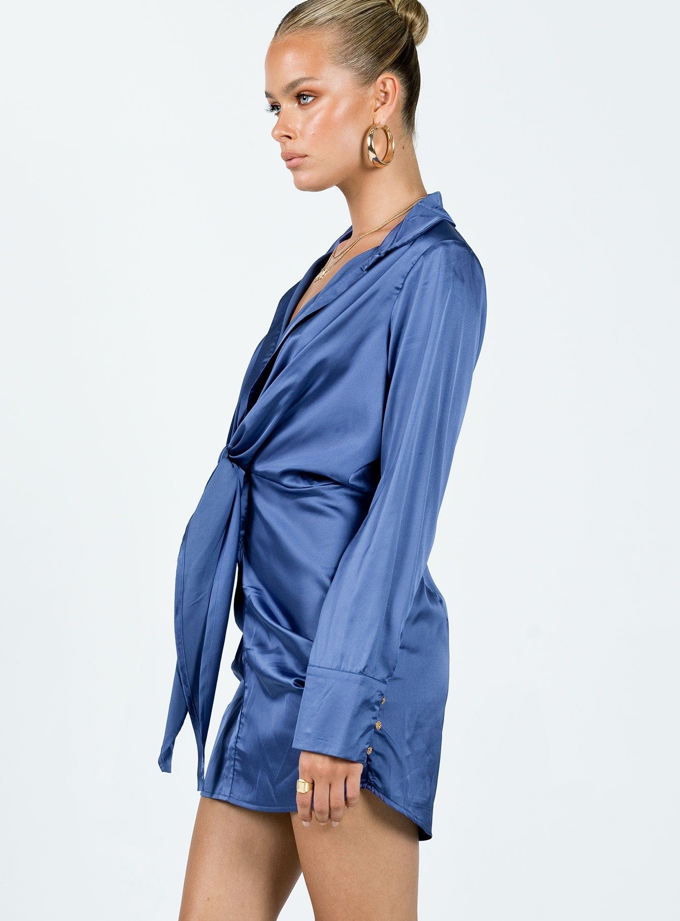 Ixia Long Sleeve Mini Dress Blue sold by Princess Polly product image thumbnail 3