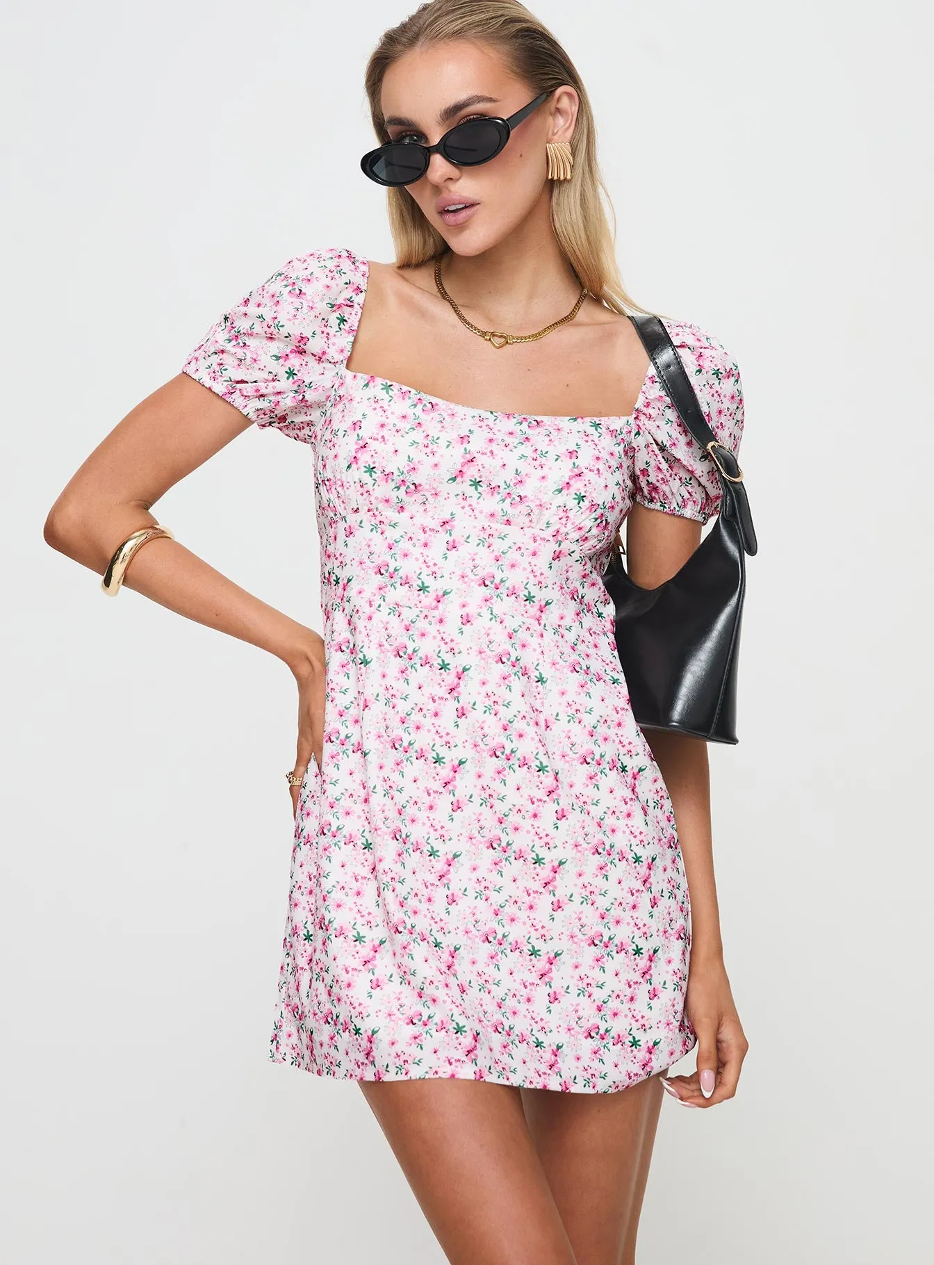 Hollen Mini Dress White Floral sold by Princess Polly
