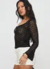 Eliisie Long Sleeve Top Black sold by Princess Polly