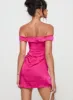 Rava Off The Shoulder Mini Dress Hot Pink sold by Princess Polly