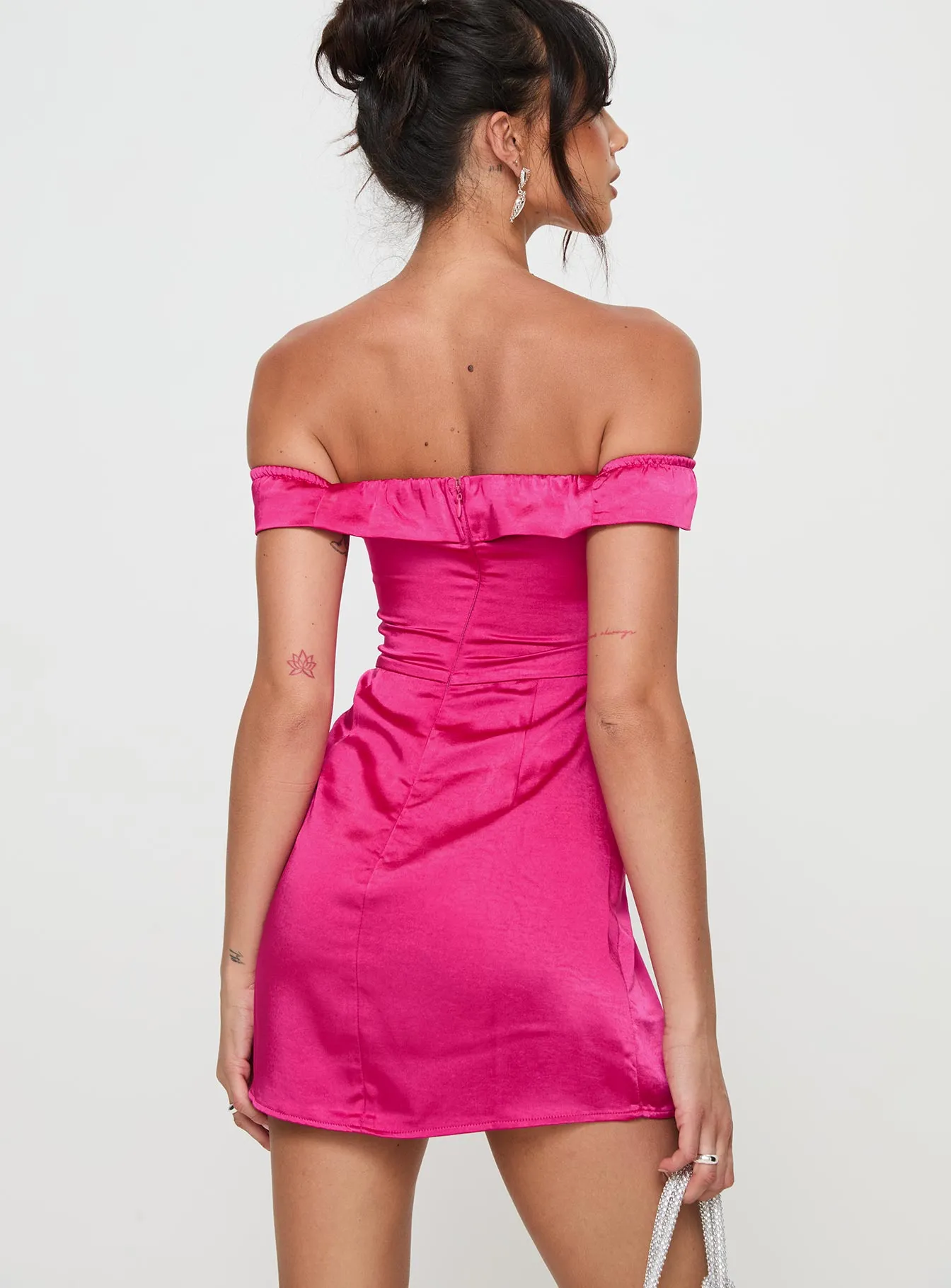 Rava Off The Shoulder Mini Dress Hot Pink sold by Princess Polly product image thumbnail 5