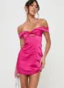 Rava Off The Shoulder Mini Dress Hot Pink sold by Princess Polly