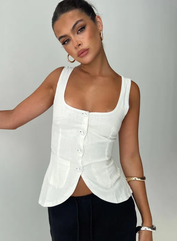 Spirito Vest Top White sold by Princess Polly
