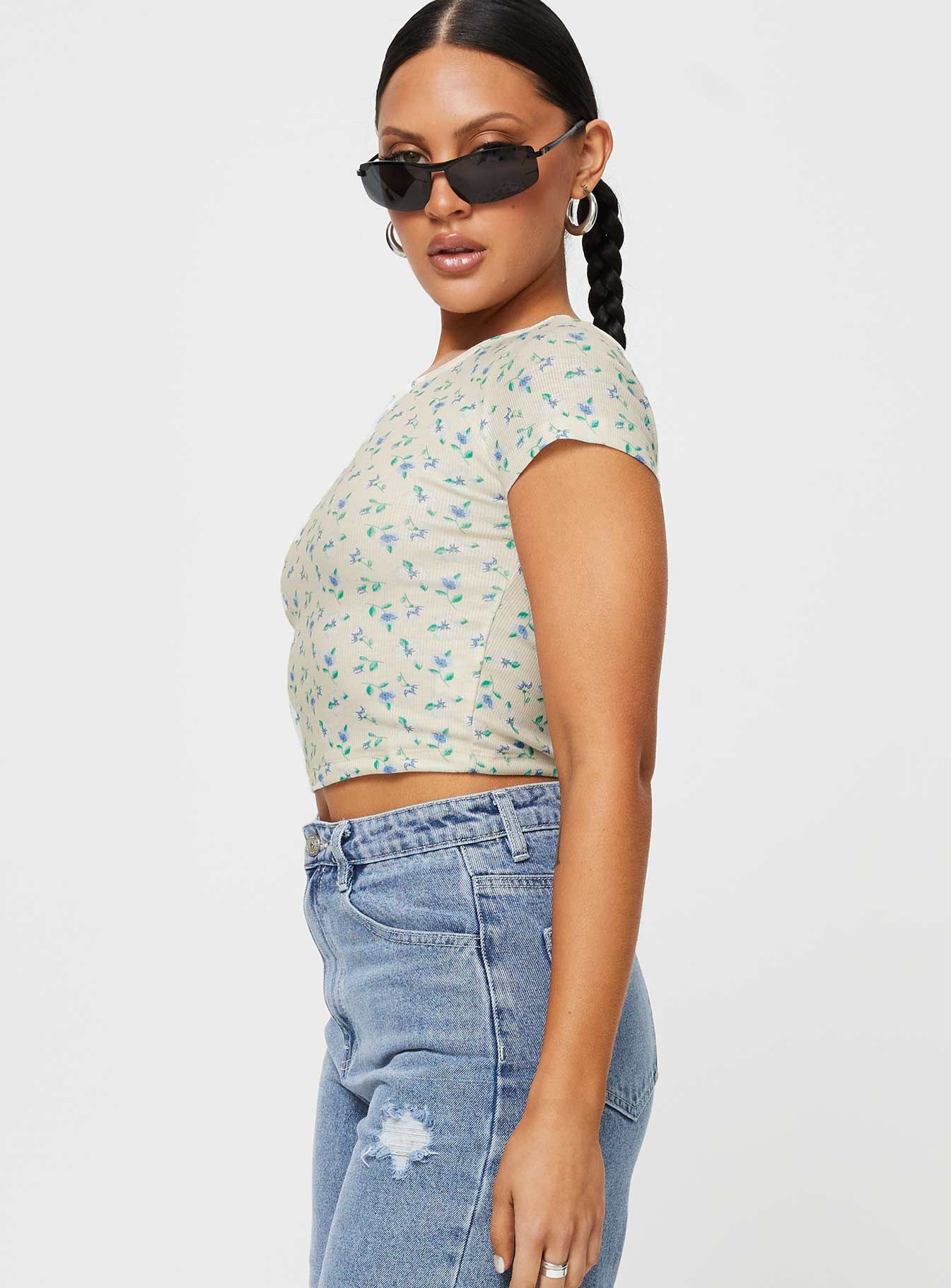 Kapner Baby Tee Blue Floral sold by Princess Polly product image thumbnail 4