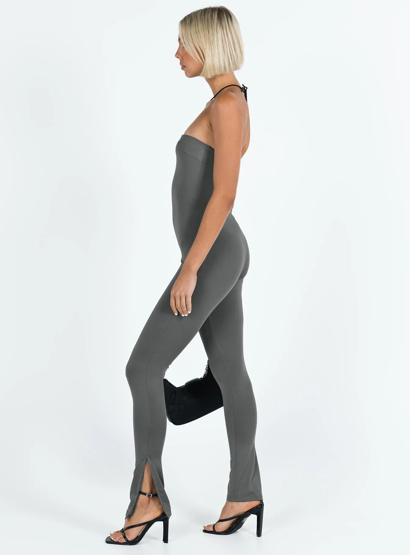 Lowry Strapless Jumpsuit Slate sold by Princess Polly product image thumbnail 4