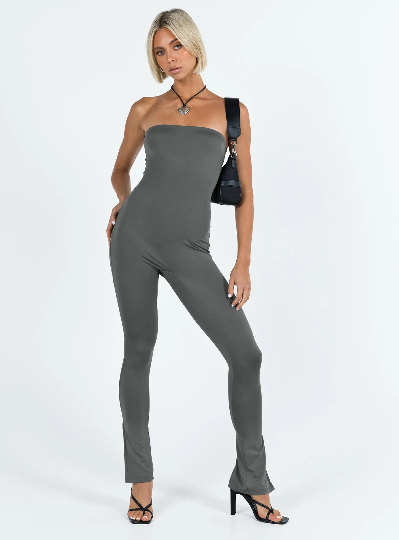 Lowry Strapless Jumpsuit Slate sold by Princess Polly product image thumbnail 3