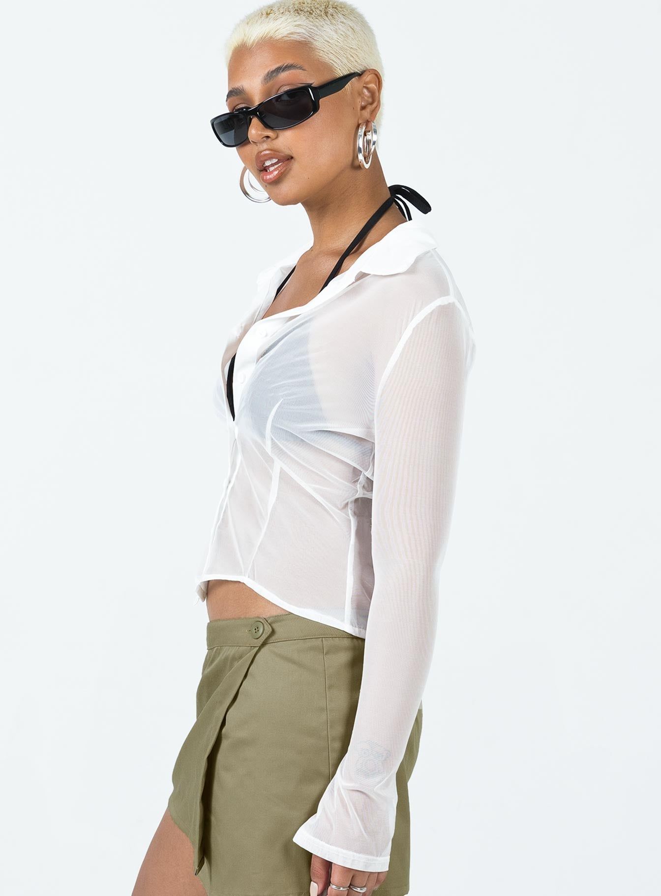 Banner Mesh Shirt Ivory sold by Princess Polly product image thumbnail 4