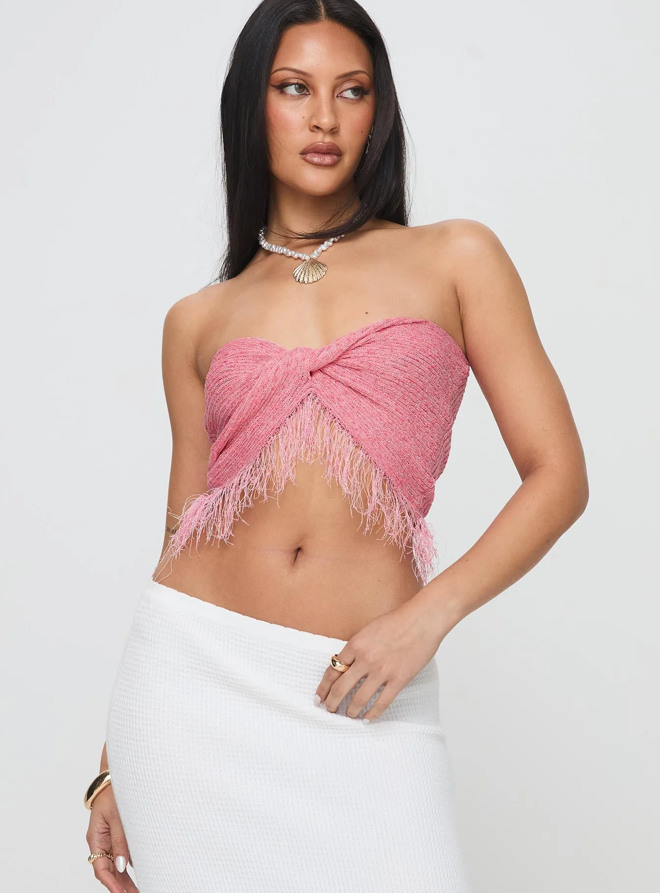 Kovac Reversible Fringe Tube Top Pink sold by Princess Polly product image thumbnail 2