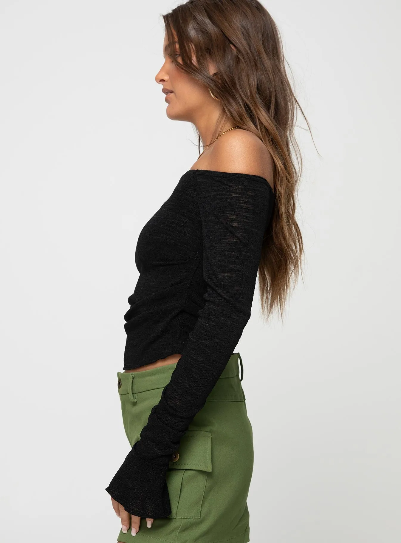 Taroona Off The Shoulder Top Black sold by Princess Polly product image thumbnail 4