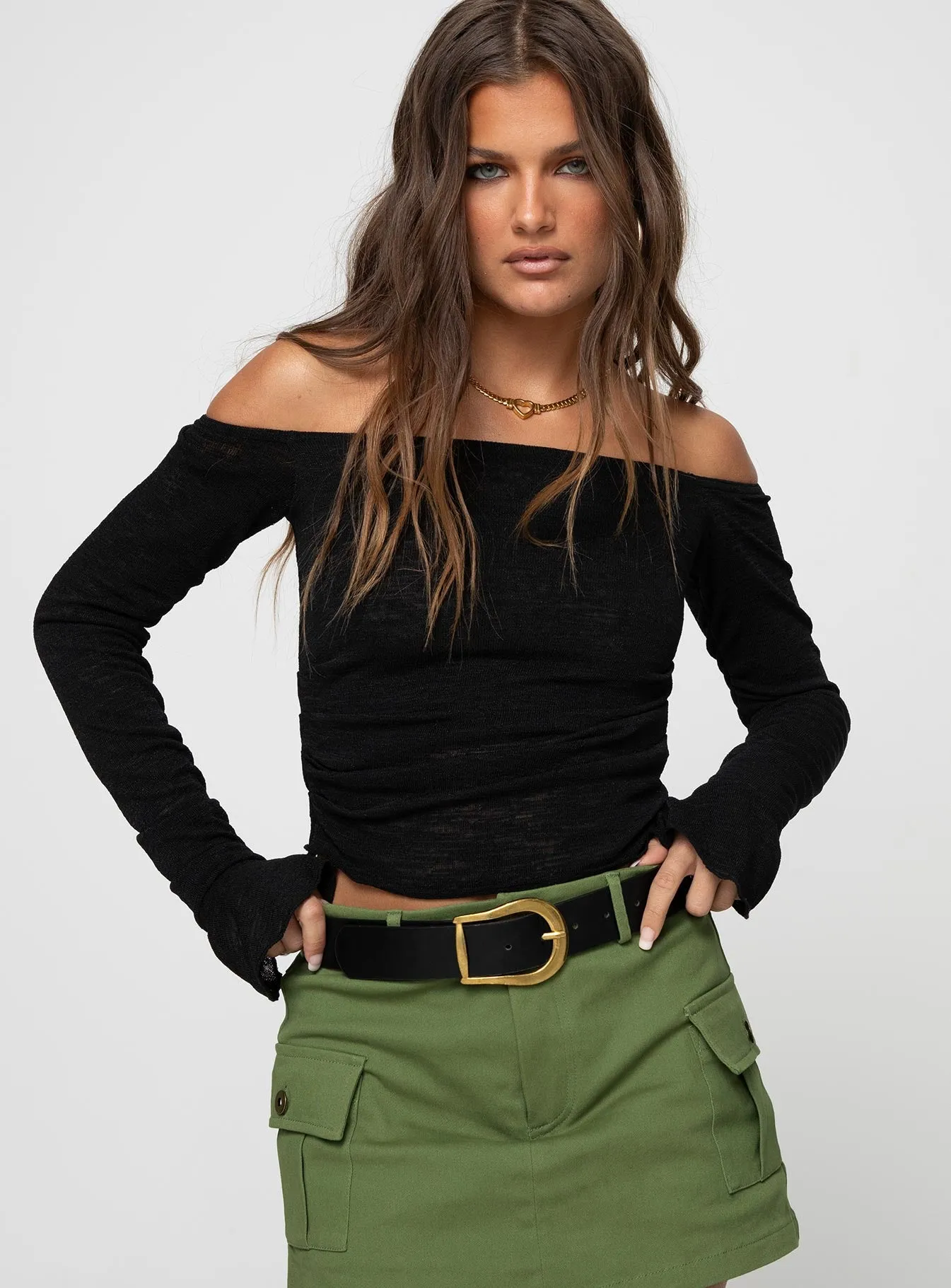 Taroona Off The Shoulder Top Black sold by Princess Polly product image thumbnail 2