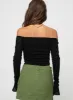 Taroona Off The Shoulder Top Black sold by Princess Polly