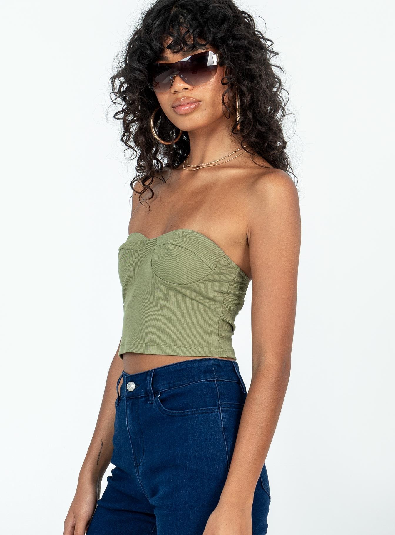 Henney Strapless Top Khaki sold by Princess Polly product image thumbnail 3