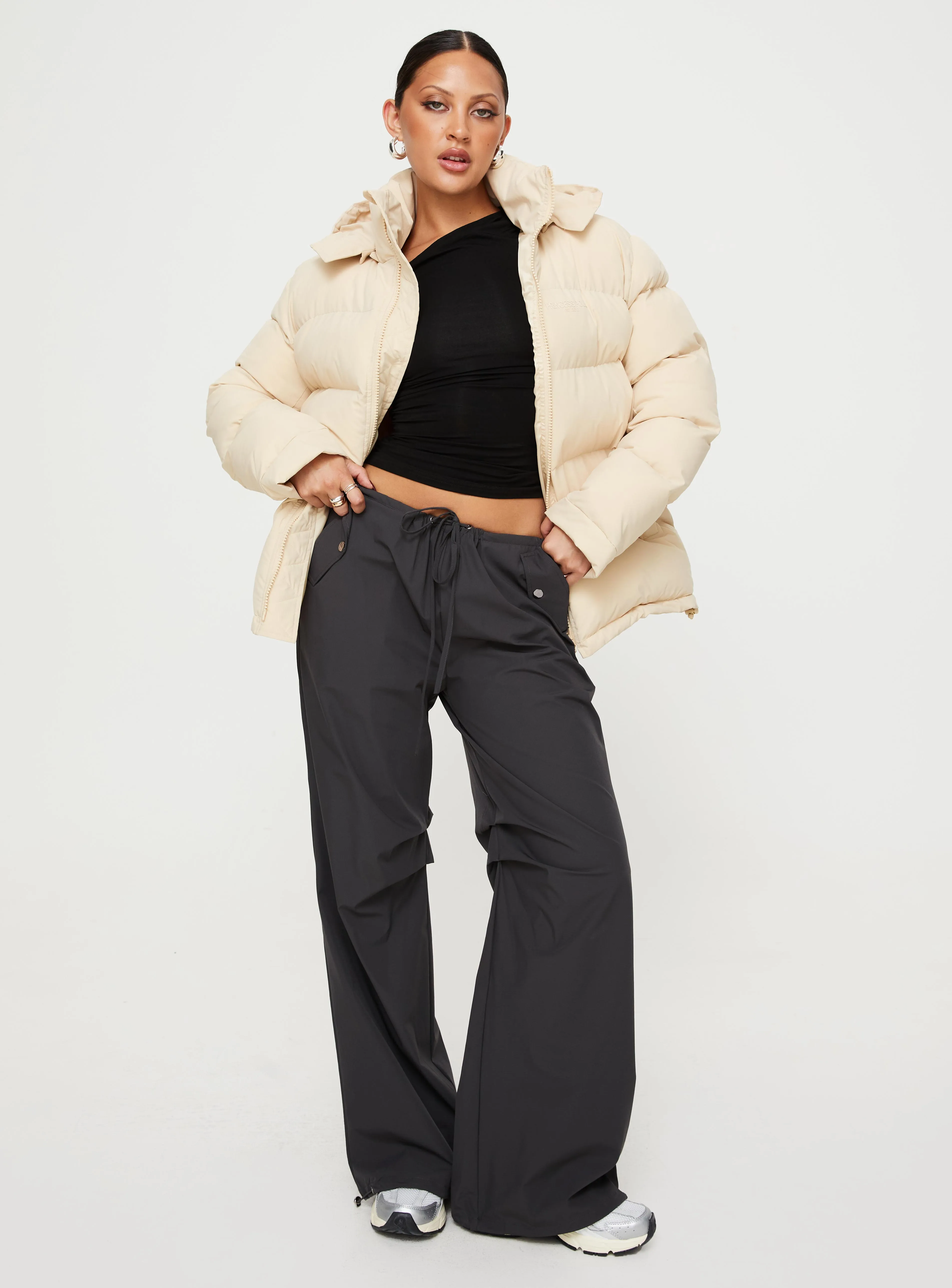 Dream Puff Technical Puffer Jacket Beige sold by Princess Polly product image thumbnail 3