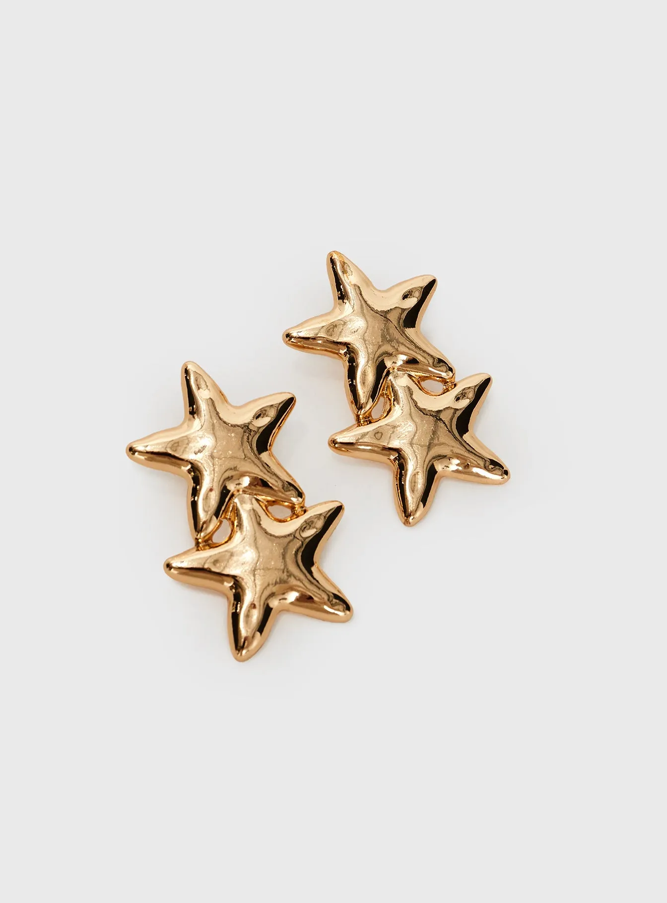Double Star Earrings Gold sold by Princess Polly product image thumbnail 3