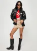 Triple Threat Faux Leather Jacket Black sold by Princess Polly