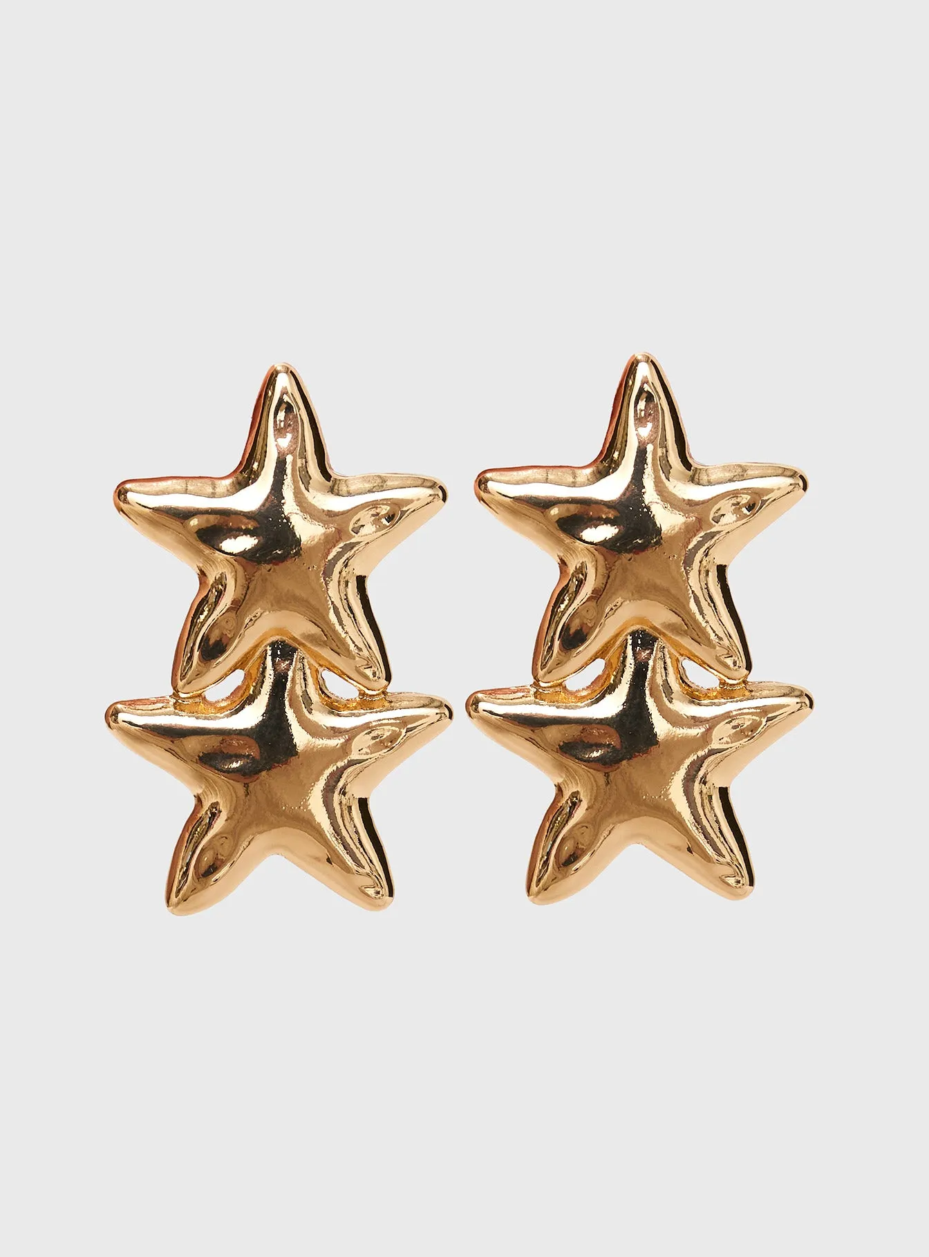 Double Star Earrings Gold sold by Princess Polly product image thumbnail 2