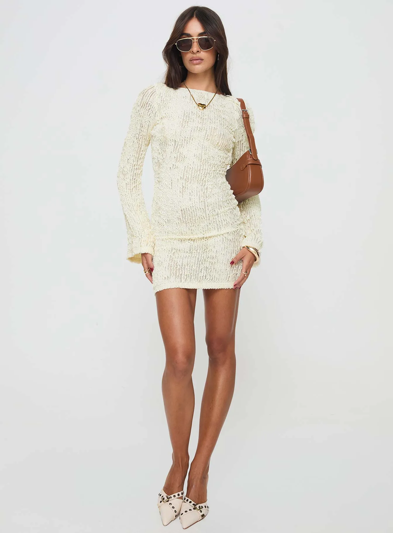 Coolibah Long Sleeve Mini Dress Cream sold by Princess Polly product image thumbnail 3
