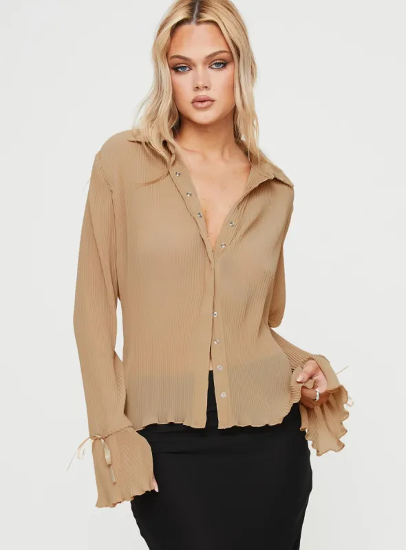 Ravil Shirt Beige sold by Princess Polly