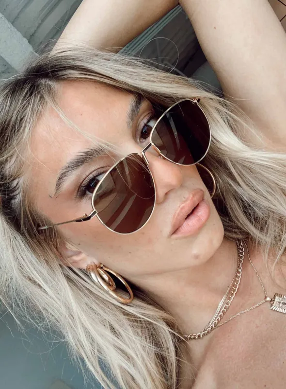Mai Aviator Sunglasses Gold sold by Princess Polly