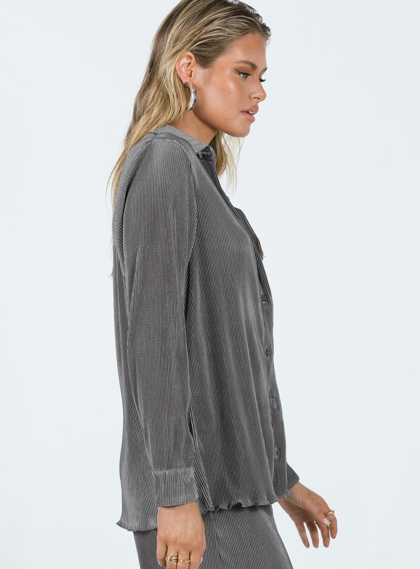 Cartmore Plisse Top Charcoal sold by Princess Polly product image thumbnail 4